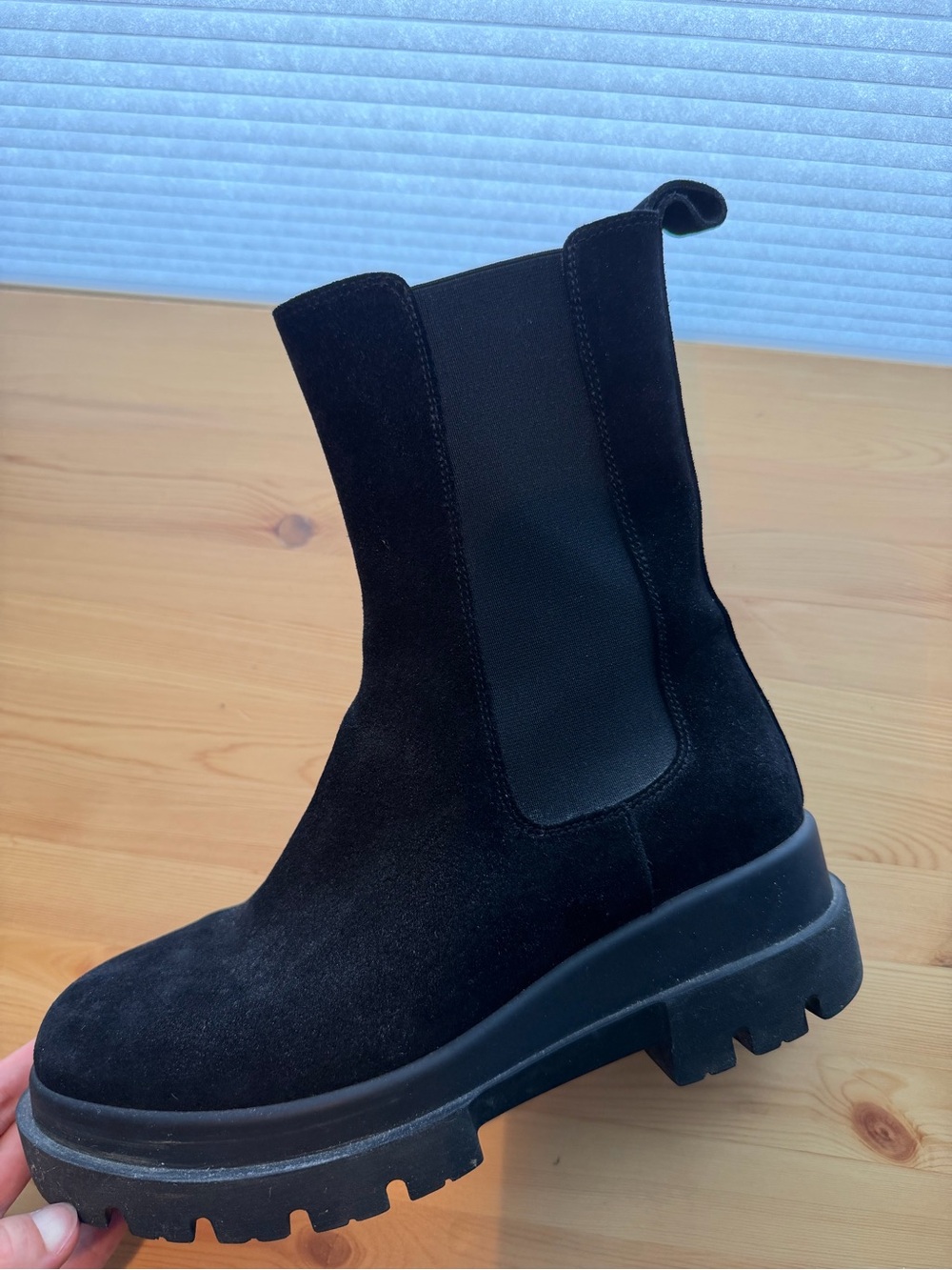 La CANADIENNE Black Suede Lug Chelsea Lug Boot